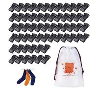 60 Pcs Sock Clips, 1 Drawstring Storage Bag, Sock Clips With Hook, For drying and storing pairs of socks, Multipurpose Sock Clips (Black)