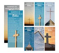 60 Pcs Spanish Bible Emergency Numbers Bookmark 2.36x6 Inch Inspirational Scripture Cards Religious Bible Verse Scripture Bookmark for Churches Sunday School Prayer Reading Rewards
