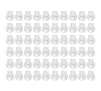 60 Pcs Spring Cord Lock Toggle, Clear Frost Round Ball Cord Locks Toggles End Plastic Stop Sliding Cord Fastener Single Hole for Camping Hiking Sports Shoelace Replacement Backpacks