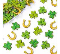 60 pcs St. Patrick's Day Confetti Wooden Irish Shamrock St Patricks Day Table Decoration Confetti Scatter Table Sprinkles for DIY Crafts St Patricks Party Decorations
