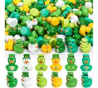 60 Pcs St. Patrick's Day Mini Resin Ducks 6 Styles Bulk Miniature Duck Figurines for St. Patrick's Day Party Favors Tabletop Dollhouse Cake Fairy Garden Micro Landscape Decor