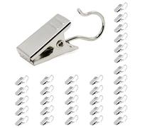 60 Pcs Stainless Steel Curtain Clips Metal Hanging Hooks Small Shower Curtain Hooks Hanger for Curtain Photos Bedroom Home Decoration Outdoor Party Wire Holder Art Craft Display
