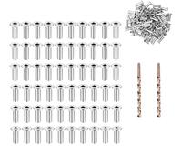 60 PCS Stainless Steel Protector Sleeves, T316 Marine Grade for 1/8 Inch Cable Railing, Wood Post Wire Rope Grommets with 2 Drill Bits, DIY Decking Balustrade Fencing Hardware