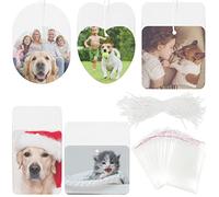 60 Pcs Sublimation Air Freshener Blanks 5 Shapes Air Freshener Sheets with Elastic Drawstrings and Bags DIY Felt Blanks Hanging Scented Sheets for Car House