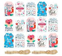 60 Pcs Thank You Nurse Paper Tags with String Heart Stethoscope Treatment Pattern Wrapping Labels Graduation Party Decoration (Style-A)