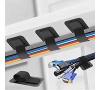 60 PCS Under Desk Cable Management, Strong Adhesive Cable Tidy Clips Straps, Reusable Hook and Loop Cable Ties Cord Organizer, Wire Organizer for TV PC Laptop Ethernet Desktop, Black