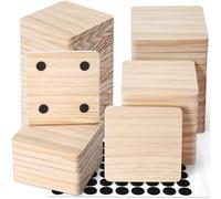 60 PCS Unfinished Wood Coasters, Solid Wooden Blanks for Laser Engraving | 4 Inch One-Piece Wood Slices Home Decor with Non Slip Pads for DIY Crafts, Wood Burning, Staining, Painting, Wedding, Square