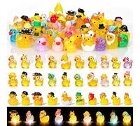 60 Pcs Unique Mini Resin Ducks, 50 Styles Multicolor Tiny Ducks to Hide, Cute Ducks to Share with Colleagues & Friends, Miniature Animal Decor for Fairy Garden, Aquarium, Dollhouse & DIY Crafts