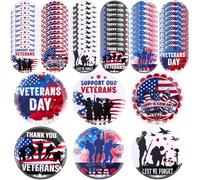 60 PCS Veteran Button Pins Veteran Day Pins Veterans Day Gifts Memorial Day Gifts American Flag Lapel Pin Veterans Decorations for Men and Women Patriotic Accessories Costume Decorations