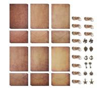 60 Pcs Vintage Letter Paper Envelopes,Aged Writing Paper and Envelopes Set Includes 24 Sheets Letter Papers,12 Envelopes,12 Retro Pendants,12 Hemp Ropes