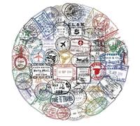 60 Pcs Vintage Postmark Stickers, Retro Travel Theme Stamp Stickers for Suitcase, Laptop, Scrapbook, Luggage, Water Bottle, Car and DIY Crafts