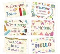 60 Pcs Welcome to Our Class Hello Postcards 4 x 6 Inch Back to School Blank Welcome Greeting Cards for Office School Kids Adults Teacher Students Team Supplies