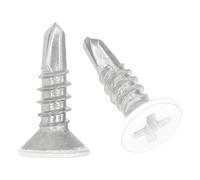 60 PCS White Head Self Drilling Screws - 410 Stainless Steel Self Tapping Screw, Size M4×15mm (Flat Head)