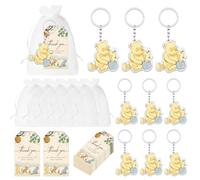 60 Pcs Winnie Baby Shower Set, 20 The Pooh Acrylic Keychains with 20 Thank You Tags 20 Organza Bags, Winnie Party Decorations, The Pooh Acrylic KeyChains for Baby Shower Gender Reveal Party Favors