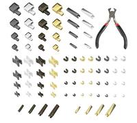 60 PCS Zipper Repair Kit Zipper Head Replacement Zip Stopper Metal Zipper Head Slider Retainer with 1 Pieces Zip Install Pliers Tool (4 Colors)