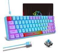 60% Percent Wired Mechanical Keyboard, RGB Backlight Compact 68 Key Small Gaming Keyboard All Keys Anti-Ghost, Type-C Waterproof Color Mouse Pad for Windows Laptop PC Mac (Blue Purple & Blue Switch)