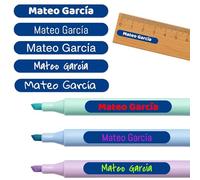 60 Personalised Adhesive Labels 35 mm x 5 mm in Laminated Vinyl Mark Objects Pencils Pens Rulers, Blue, 240
