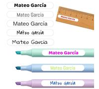 60 Personalised Adhesive Labels 35 mm x 5 mm in Laminated Vinyl Mark Objects Pencils Pens Rulers, White, 120