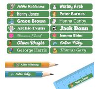 60 Personalised Stick on Name Labels Tags for School Books Bottle Boxes Bags Pencil Name Tags Washable Waterproof No Iron Sticker (Green)