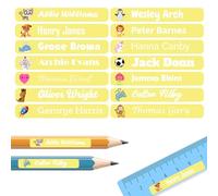 60 Personalised Stick on Name Labels Tags for School Books Bottle Boxes Bags Pencil Name Tags Washable Waterproof No Iron Sticker (Yellow)