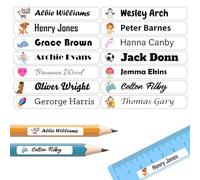 60 Personalised Stick on Name Labels Tags for School Books Bottle Boxes Bags Pencil Name Tags Washable Waterproof No Iron Sticker (White)
