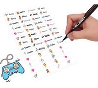 60 Personalised Stick On Writable Name Labels Tags with Twin Tip Permanent Marker for School Books Bottle Bags Name Tags Ideal for Nursing Home Daycare Washable No Iron Sticker (Game Controller)