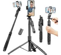 60" Phone Tripod & Selfie Stick - All in One Extendable Cell Phone Tripod 360° Rotation with Remote, Portable Tripods Stand for iPhone Travel Selfie Stick Camera Holder for Video Recording