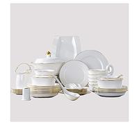 60-Piece Elegant Milky White Porcelain Dinnerware Set - Complete Tableware Collection for Bowls, Soup Plates, Dessert Plates & Dinner Plates - Perfect for Home Dining & Entertaining