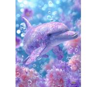 60 Piece Jigsaw Puzzles for Adults, Impossible Hard Difficult Challenging jigsaw puzzle 60 pieces adult Puzzles Classic Educational Games 40x28cm,Underwater Purple Dolphin
