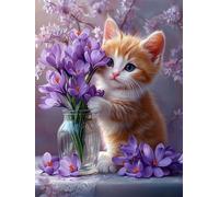 60 Piece Jigsaw Puzzles for Adults, Impossible Hard Difficult Challenging jigsaw puzzle 60 pieces adult Puzzles Classic Educational Games 40x28cm,Purple Flower Cat