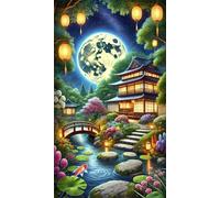 60 Piece Jigsaw Puzzles for Adults,Japanese Attic Moon,Challenging Art Puzzle with Poster, Stress Relief Game for Wall Decor, Birthday Gift for Men and Women (15.75 x 11.02 Inch)