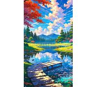 60 Piece Jigsaw Puzzles for Adults,Landscape River Bridge,Challenging Art Puzzle with Poster, Stress Relief Game for Wall Decor, Birthday Gift for Men and Women (15.75 x 11.02 Inch)