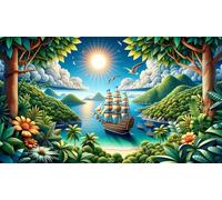 60 Piece Jigsaw Puzzles for Adults,Sunlit Sailing Scenery,Challenging Art Puzzle with Poster, Stress Relief Game for Wall Decor, Birthday Gift for Men and Women (15.75 x 11.02 Inch)