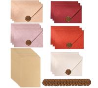 60-Piece Letter Writing Set, Letter Writing Paper and Envelopes, Include 15 Gift Envelopes, 30 Vintage Letter A5 Writing Paper and 15 Seal Stickers, Envelopes Set for Birthday Wedding Invitation Cards