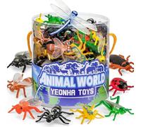 60 Piece Mini Insect Toys with Gift Box, Plastic Bug Figure for Kids, Fake Bug Theme Party Decoration, School Project Sensory Bins, Classroom Reward, Halloween Goody Bag Filler Gift, Cupcake Topper