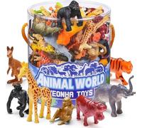 60 Piece Mini Zoo Animal Toy with Gift Box, Realistic Small Plastic Animal Figure Sensory Bins, Jungle Party Favors, Cupcake Topper, School Education, Birthday Gifts for Kids Toddlers