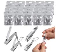 60 Piece Nail Clippers Set, Includes 40 Small Clippers, 20 Large Clippers, Pouches, Stainless Steel Nail Cutter Set for Men & Women with Keychain Loops