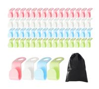60-Piece Set Of Hanger Connection Hooks With 1 Storage Bag, Plastic Stacking Hangers, Hanger Extension Clips, Hanger Connection Hooks, Wardrobe Space Saver, Wardrobe Organizer (4 Colors)