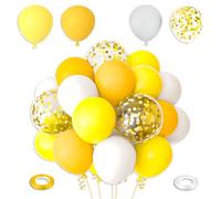 60-Piece Yellow Balloons, Pastel Yellow Balloons for Arch,Birthday Decorations with Gold Confetti - Perfect for Weddings, Baby Showers & Parties