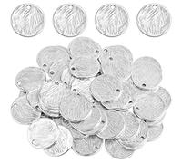 60 Pieces 15 mm Antique Silver Flat Round Disc Charms Alloy Blank Stamping Tag Pendants with Textured Pattern for DIY Bracelet Earrings Jewelry Making Supplies