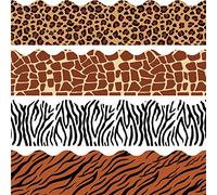 60 Pieces Animal Prints Borders Leopard Zebra Tiger Giraffe Bulletin Board Border Die Cut Border Trim Bulletin Boarders for Classroom Decor Jungle Party Supplies
