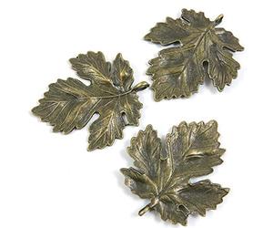 60 Pieces Antique Bronze Tone Jewelry Charms Y6SH4X Life String Oak Big Leaf Craft Art Making Crafting Beading