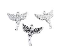 60 Pieces Antique Silver Tone Jewellery Charms Craft Art Making Crafting Beading Supplies WA8M4M Fairy Elf Angel
