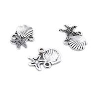 60 Pieces Antique Silver Tone Jewellery Charms Craft Art Making Crafting Beading Supplies WT5C1O Starfish Sea Star Shell Connector