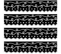 60 Pieces Bulletin Board Borders Squiggles and Dots Die Cut Border Trim for Teachers Painted Dots Black Bulletin Board Border for School Classroom Chalkboard Wall Party Office Decor (Modern Design)
