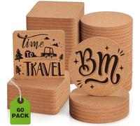 60 Pieces Cork Coasters for Drinks, GOH DODD Thicken Absorbent Blank Coasters for DIY Crafts Laser Engraving Sublimation Wood Burning Plants Painting Housewarming Gifts Wedding Education, 4 Inch