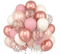 60 Pieces Dusty Pink Balloons, Rose Gold Blush Pink Balloons, Metallic Rose Gold Retro Pink Ivory White Balloon for Girls Birthday Baby Showers Wedding Anniversary Festival Party Decor