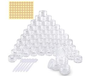 60 Pieces Empty Sample Pots, 5g / 5ml Clear Plastic Travel Cosmetic Container Jars for Creams, Sample, Make-Up Storage