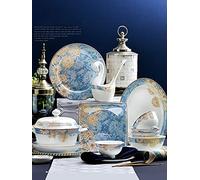 60 Pieces European Luxury Dinnerware Set, Tableware Ceramic Dishes and Chopsticks, Service for 10, Microwave, Oven Safe