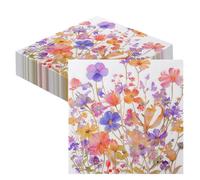 60 Pieces Floral Colorful Pattern Disposable Beverage Napkins Everyday Use Decoration Serviettes Vintage Floral Cocktail Paper 2 Ply for Holidays Weddings Luncheon Dinner Party Supplies,33 x 33 cm